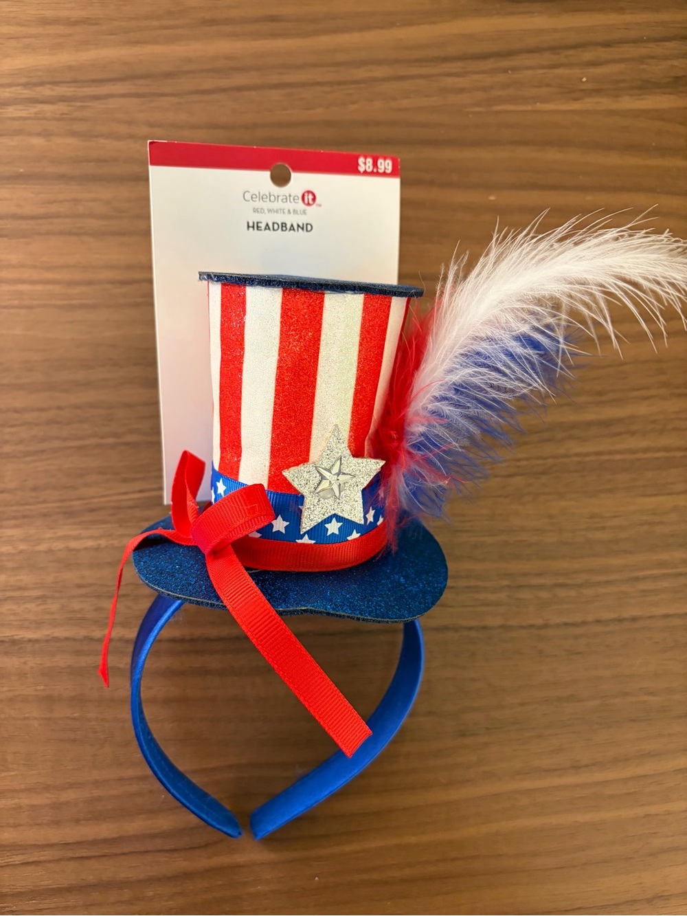 Celebrate It Red White Blue Patriotic Mini Top Hat Headband New